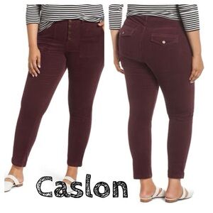 Caslon Corduroy Utility Pants burgundy plus size
